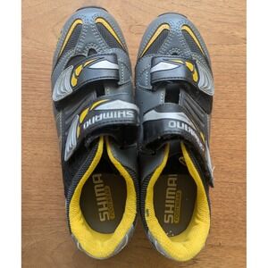 EUC Vtg 2002 W 7 Shimano SH-M038 Cycling Shoes Grey Yellow MTB Bike Spin